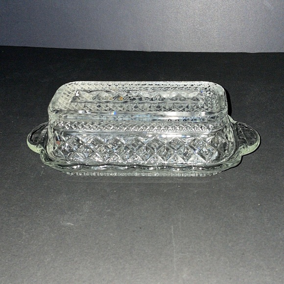Anchor Hocking Dining Vintage Butter Dish Wexford Anchor Hocking Glass Diamond Pattern